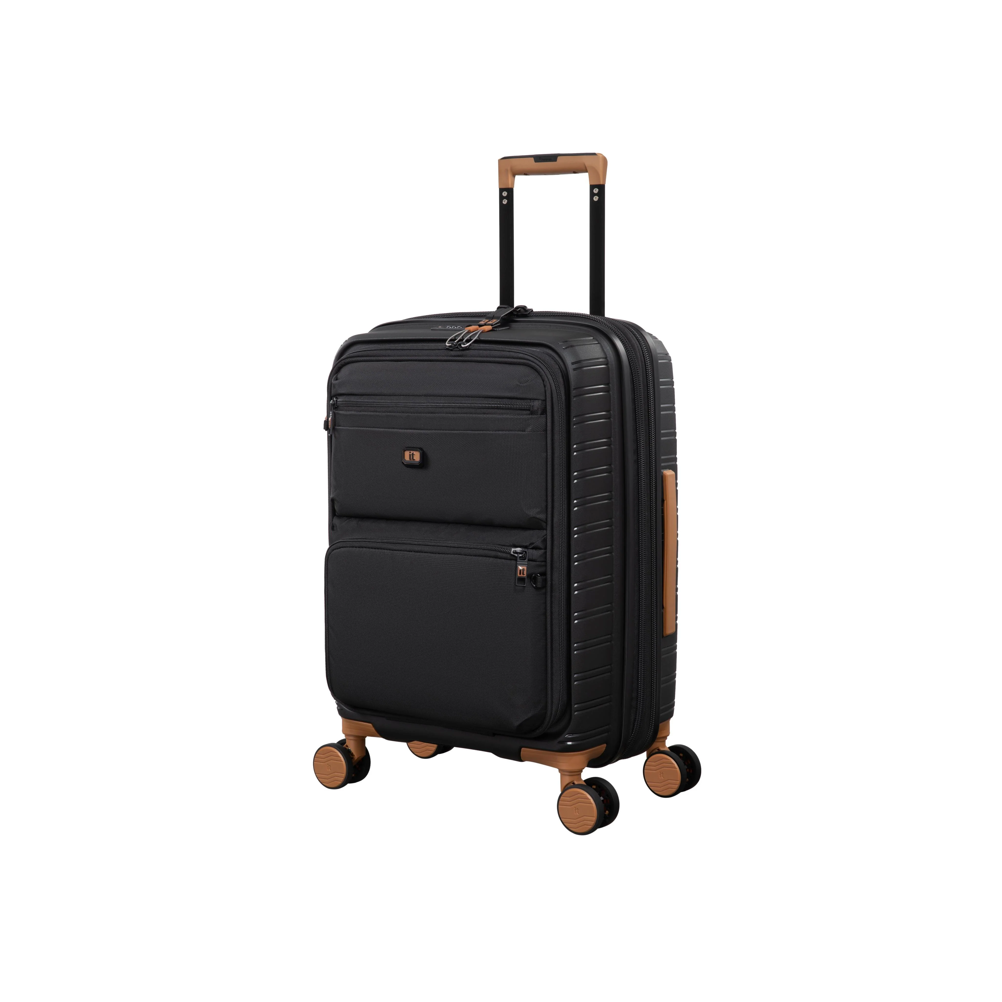 Continuous 22" Hardside Carry-On 8 Wheel Expandable Spinner with Soft Pocket (Black)
