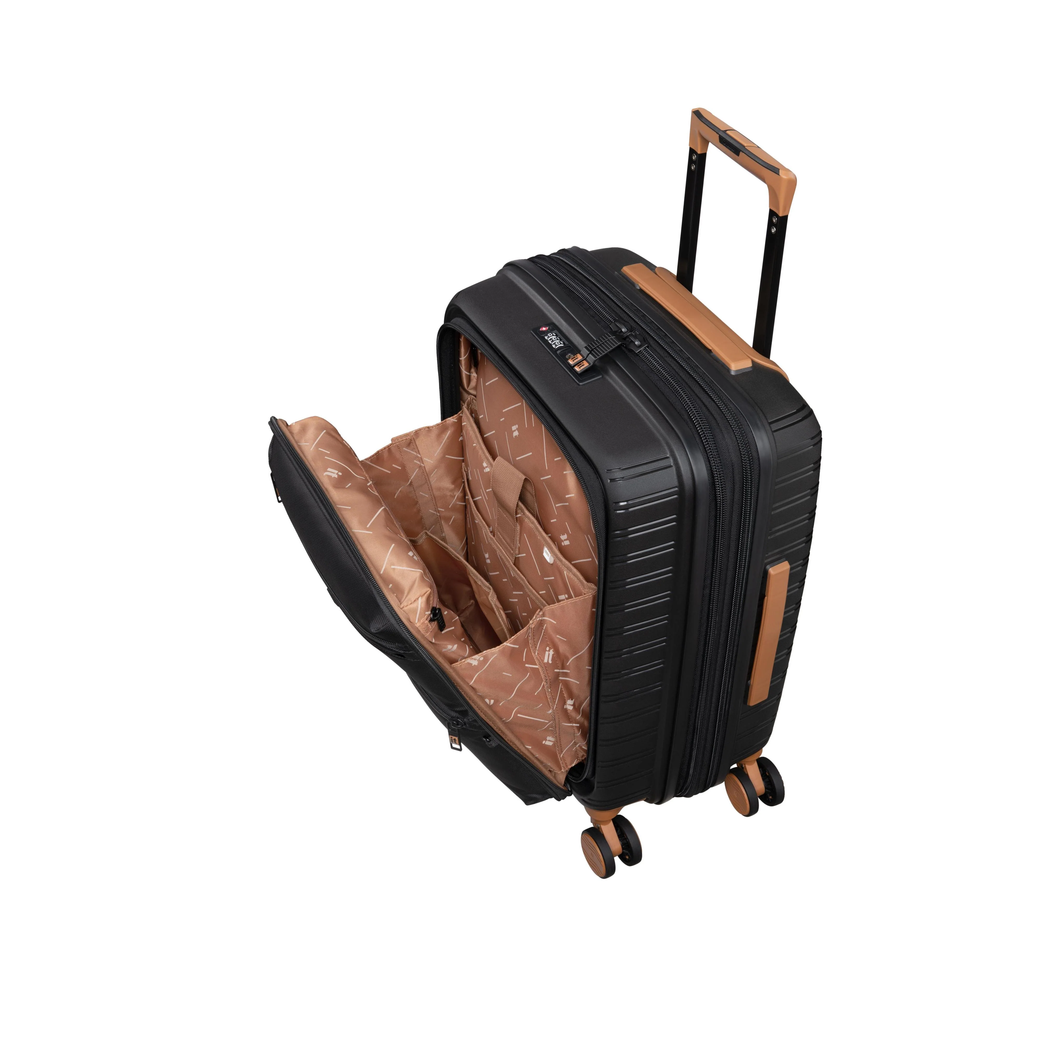 Continuous 4 Piece Hardside Expandable 8 Wheel Spinner Luggage Set with Soft-Pocket Carry-On (Black) - Image 15
