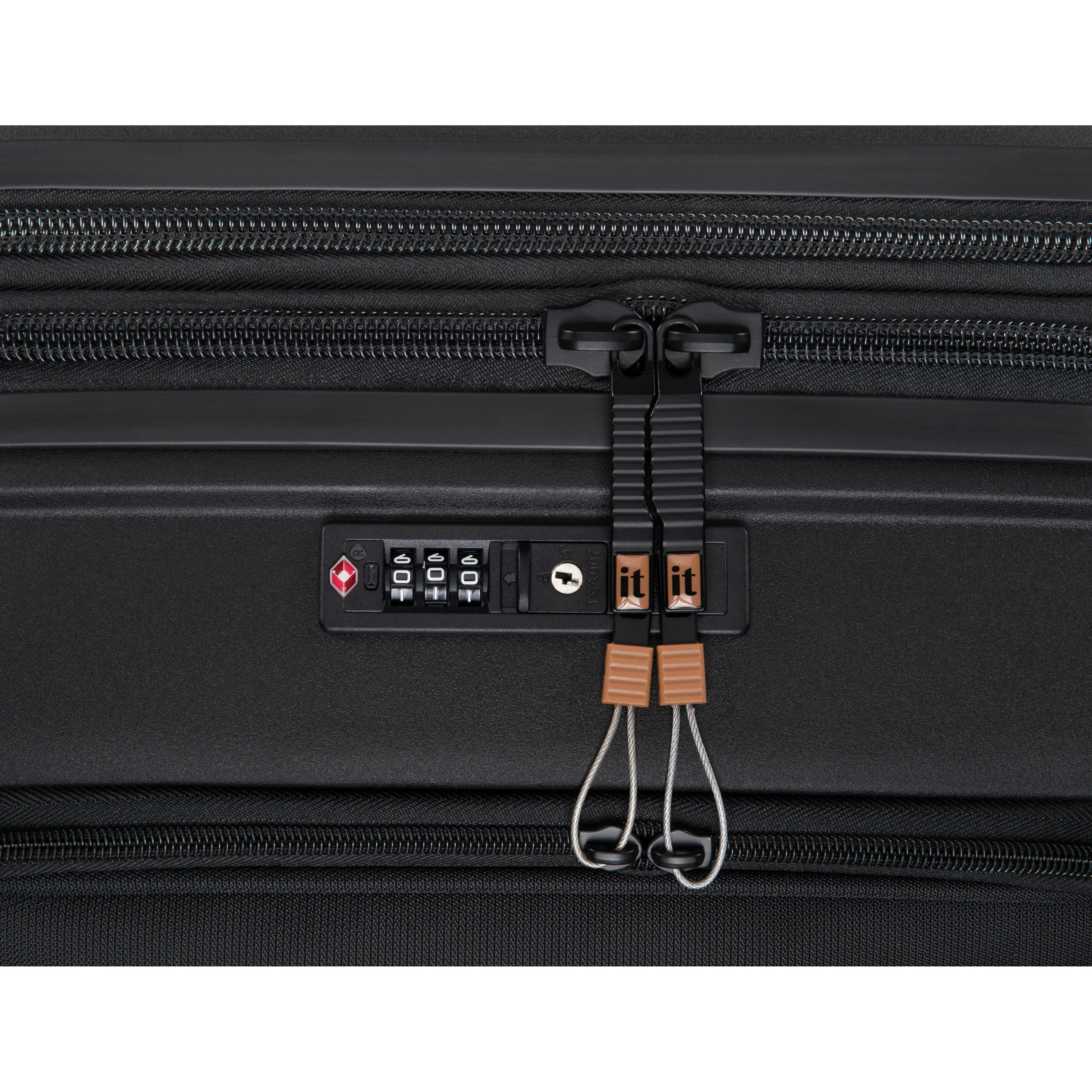 Continuous 4 Piece Hardside Expandable 8 Wheel Spinner Luggage Set with Soft-Pocket Carry-On (Black) - Image 18