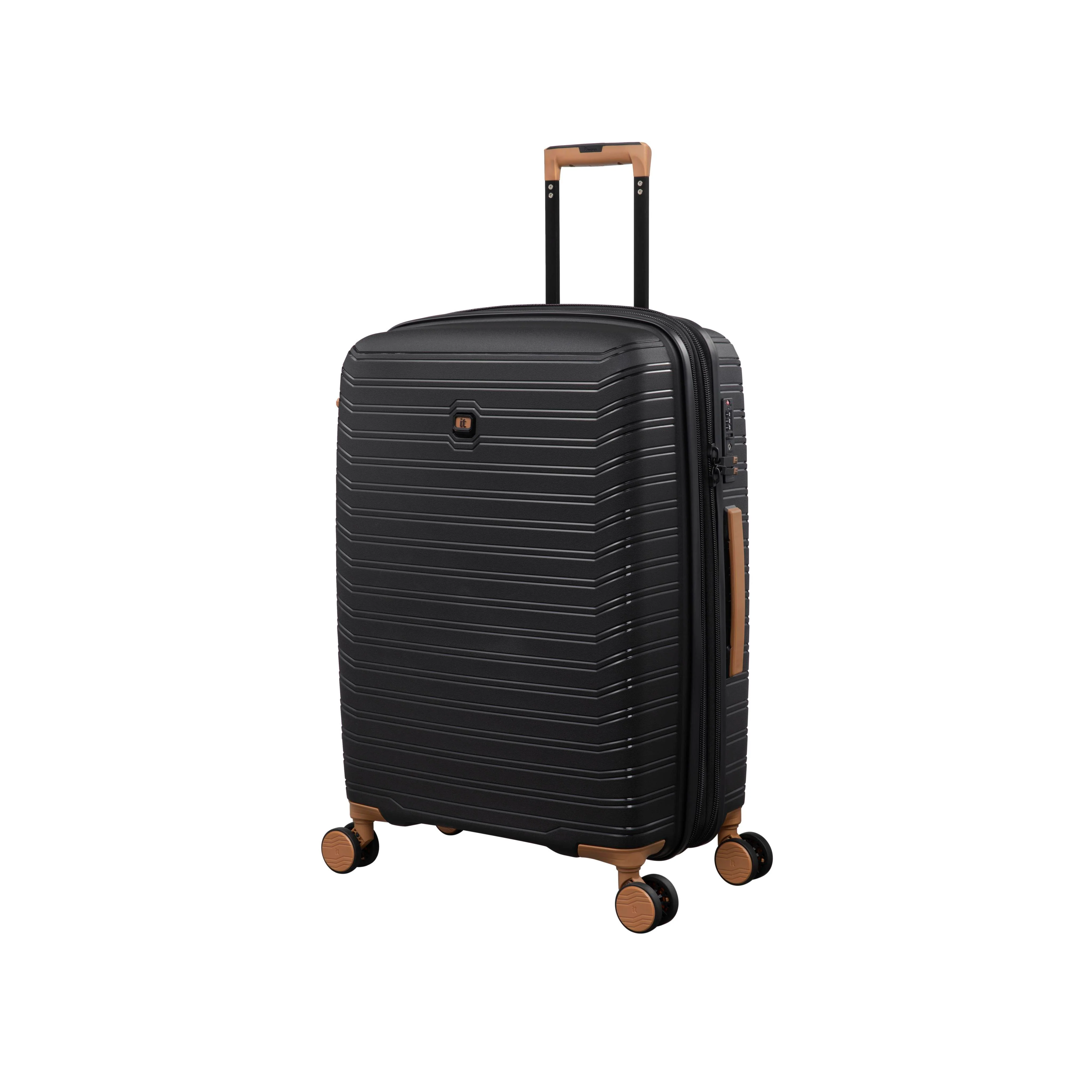 Continuous 4 Piece Hardside Expandable 8 Wheel Spinner Luggage Set with Soft-Pocket Carry-On (Black) - Image 5