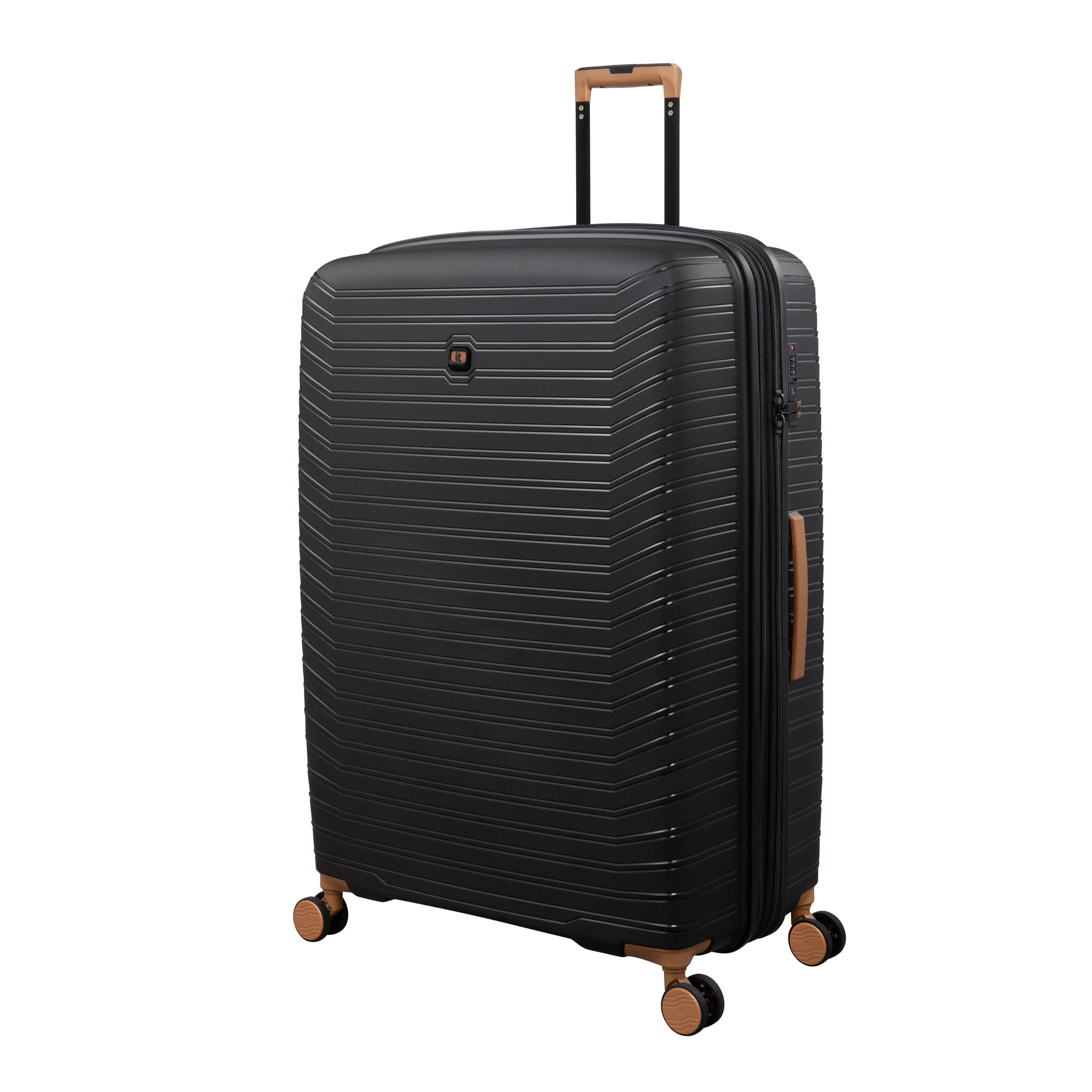Continuous 4 Piece Hardside Expandable 8 Wheel Spinner Luggage Set with Soft-Pocket Carry-On (Black) - Image 7