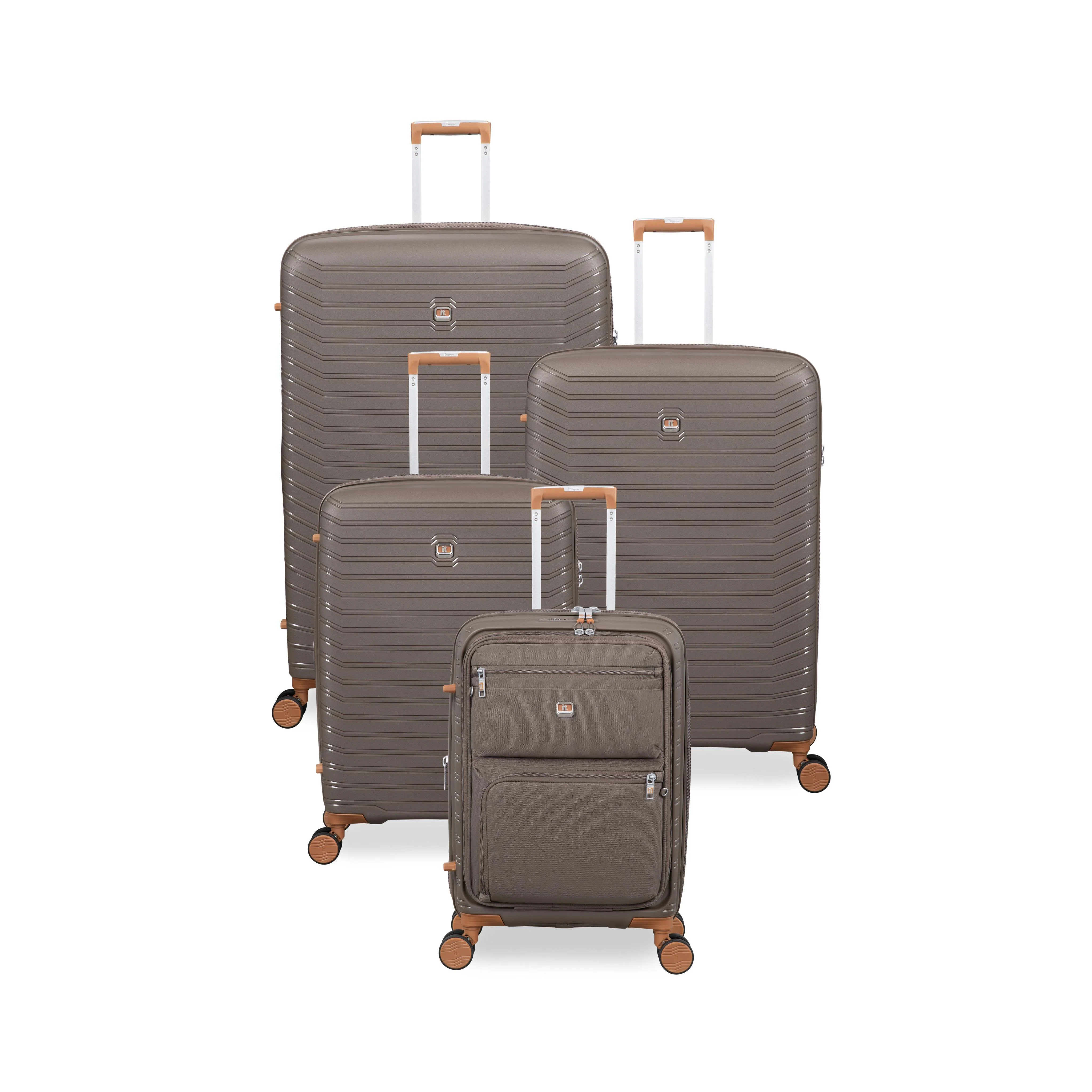 Continuous 4 Piece Hardside Expandable 8 Wheel Spinner Luggage Set with Soft-Pocket Carry-On (Coffee Quartz) - Image 3