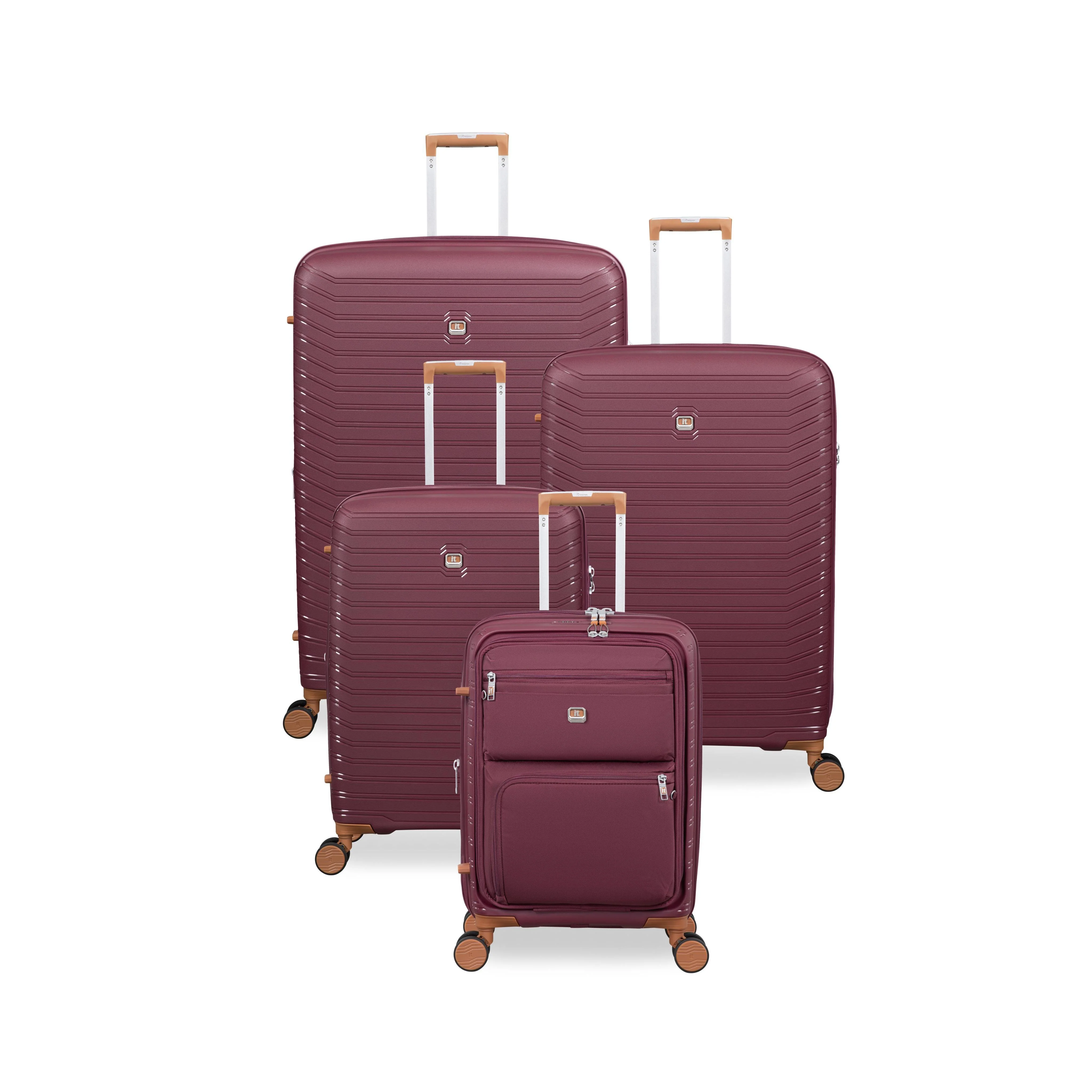 Continuous 4 Piece Hardside Expandable 8 Wheel Spinner Luggage Set with Soft-Pocket Carry-On (French Port) - Image 3