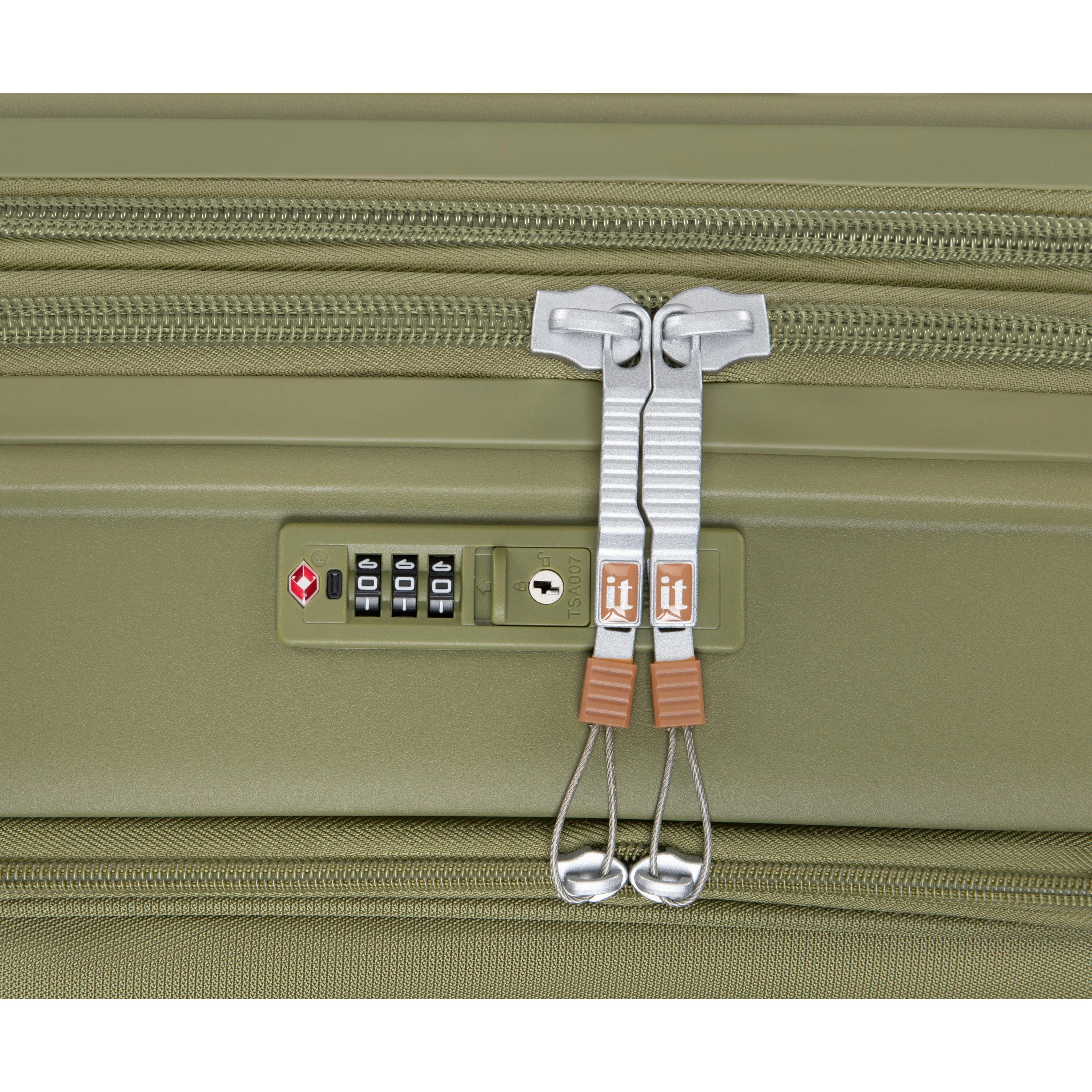 Continuous 4 Piece Hardside Expandable 8 Wheel Spinner Luggage Set with Soft-Pocket Carry-On (Olive Drab) - Image 18