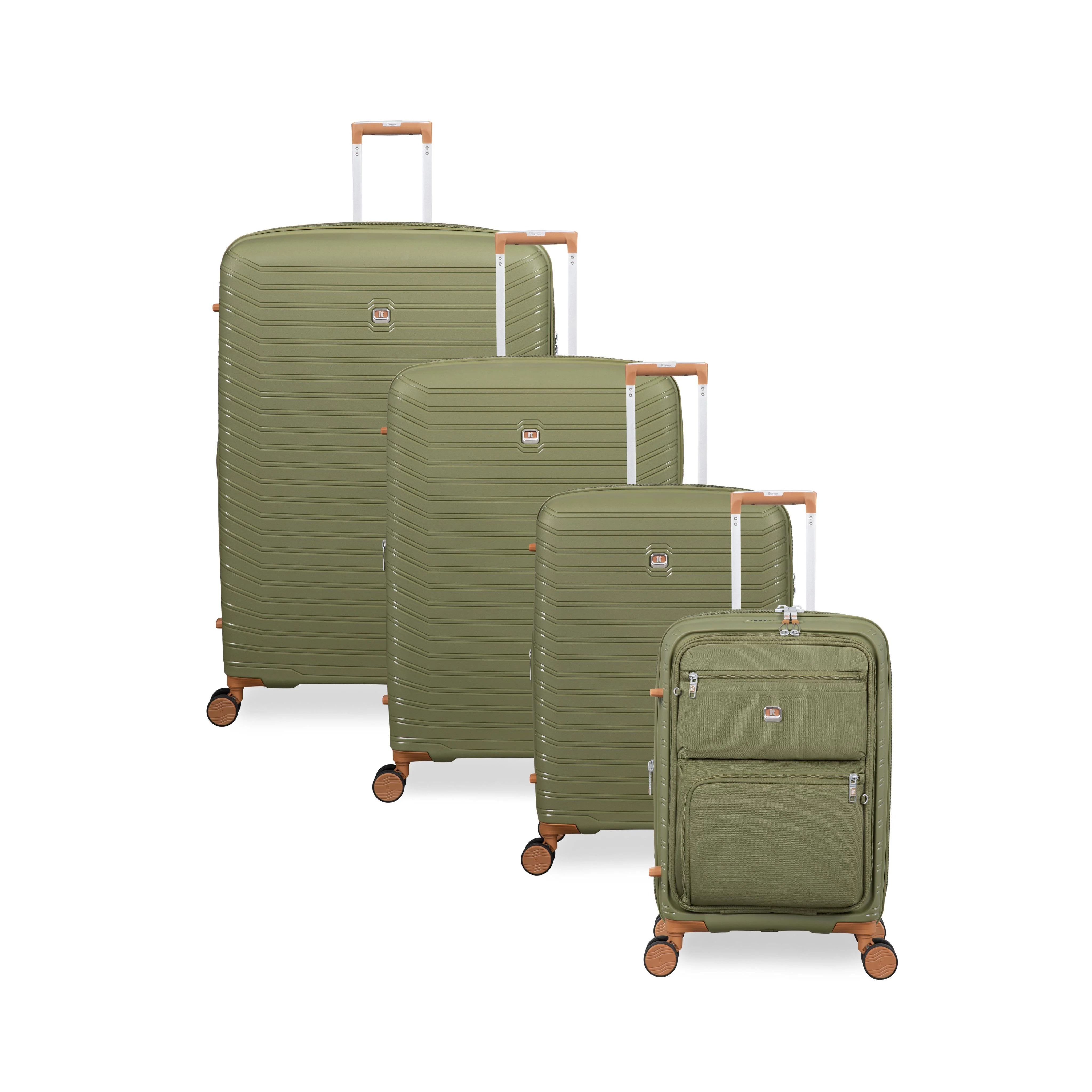 Continuous 4 Piece Hardside Expandable 8 Wheel Spinner Luggage Set with Soft-Pocket Carry-On (Olive Drab) - Image 2