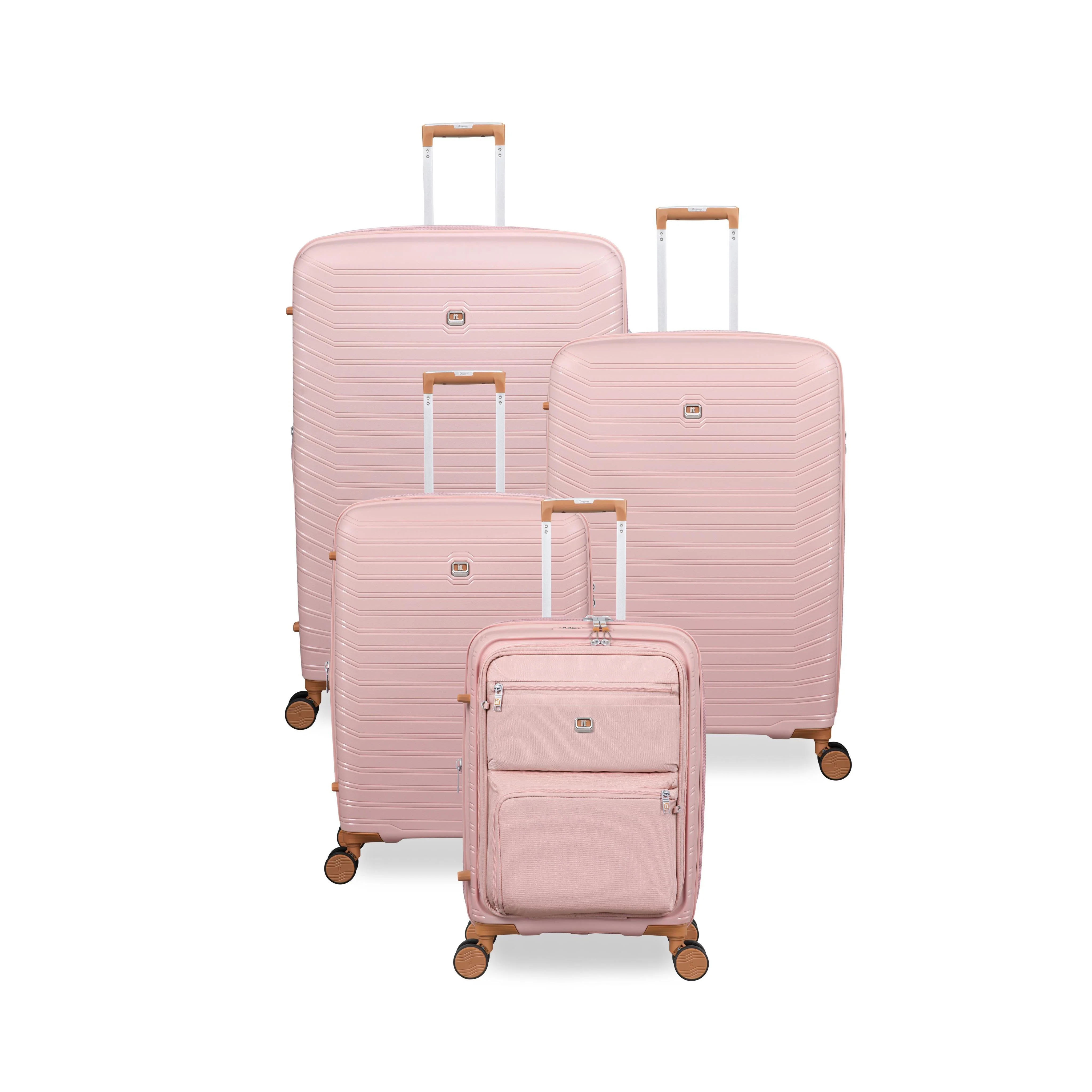 Continuous 4 Piece Hardside Expandable 8 Wheel Spinner Luggage Set with Soft-Pocket Carry-On (Peach Whip) - Image 3