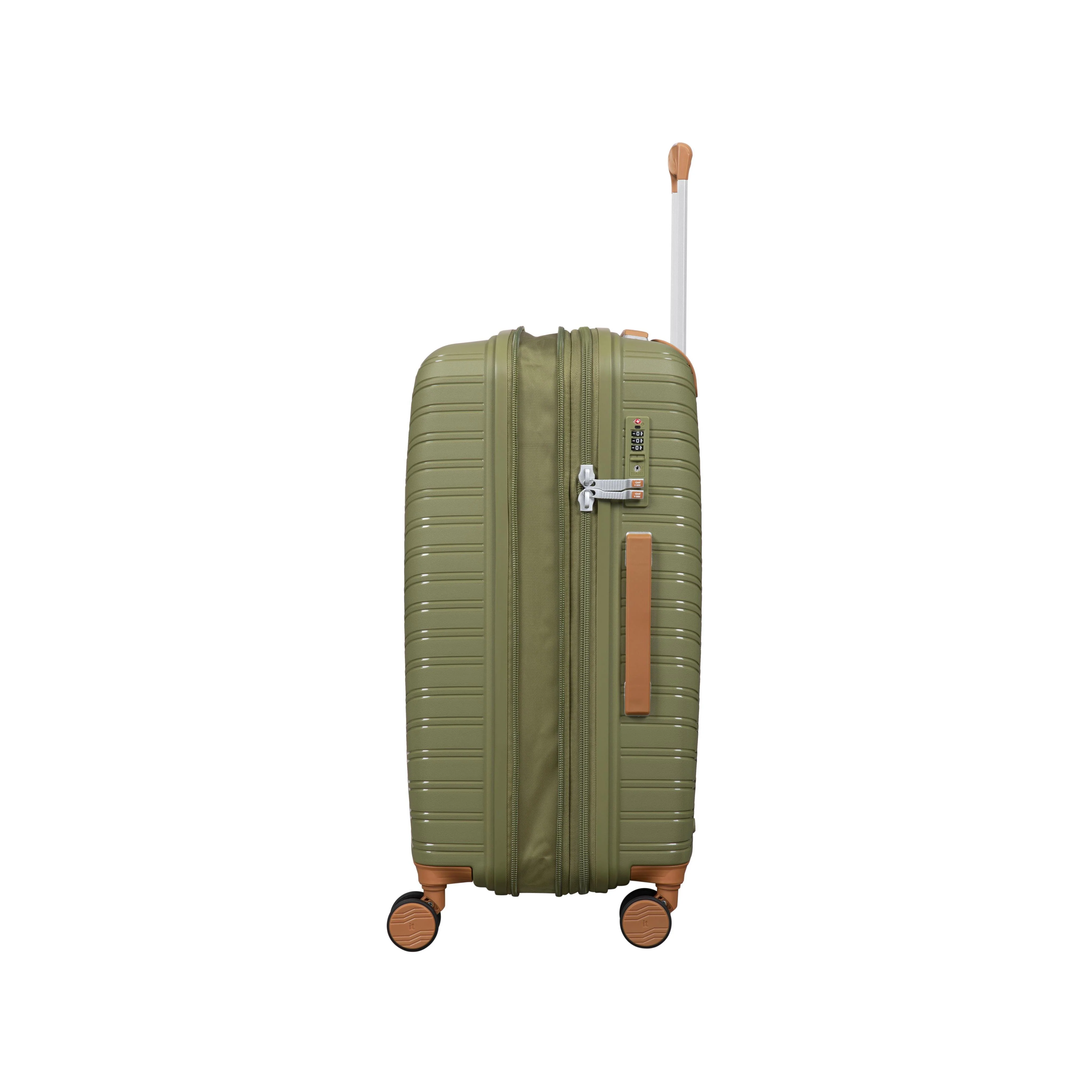 Continuous 4 Piece Hardside Expandable 8 Wheel Spinner Luggage Set (Olive Drab) - Image 14