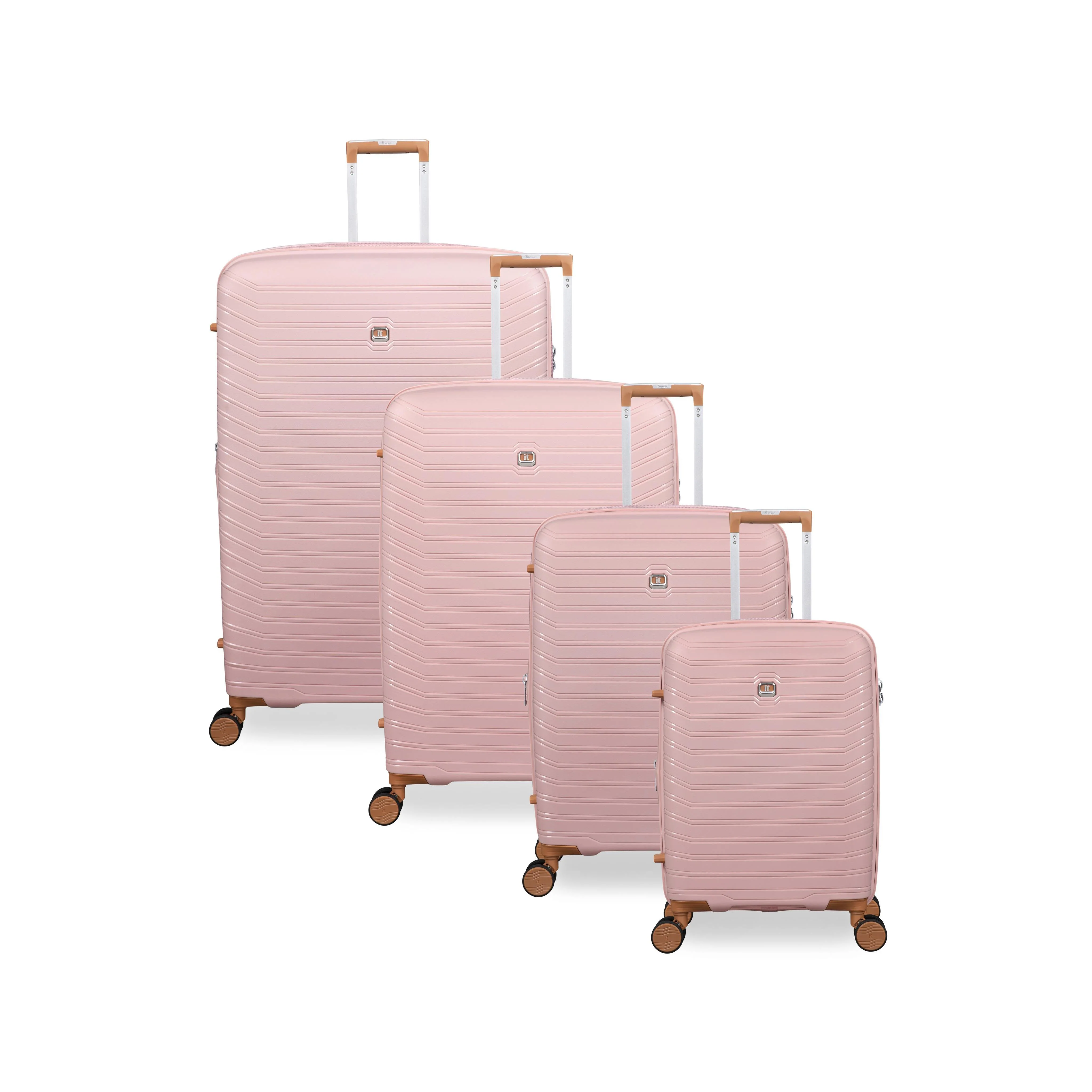 Continuous 4 Piece Hardside Expandable 8 Wheel Spinner Luggage Set (Peach Whip) - Image 2