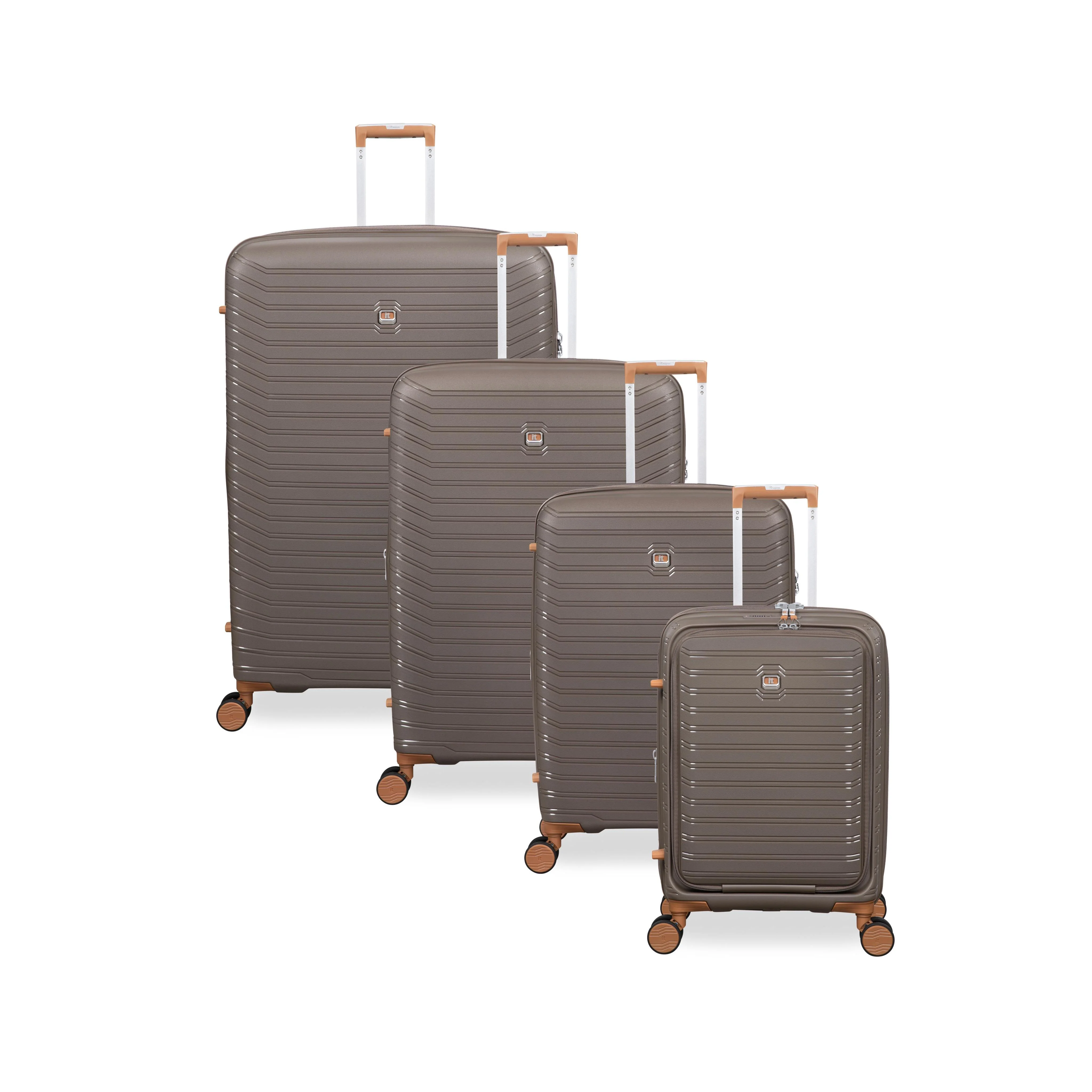 Continuous 4 Piece Hardside Expandable 8 Wheel Spinner Luggage Set with Hard-Pocket Carry-On (Coffee Quartz) - Image 2
