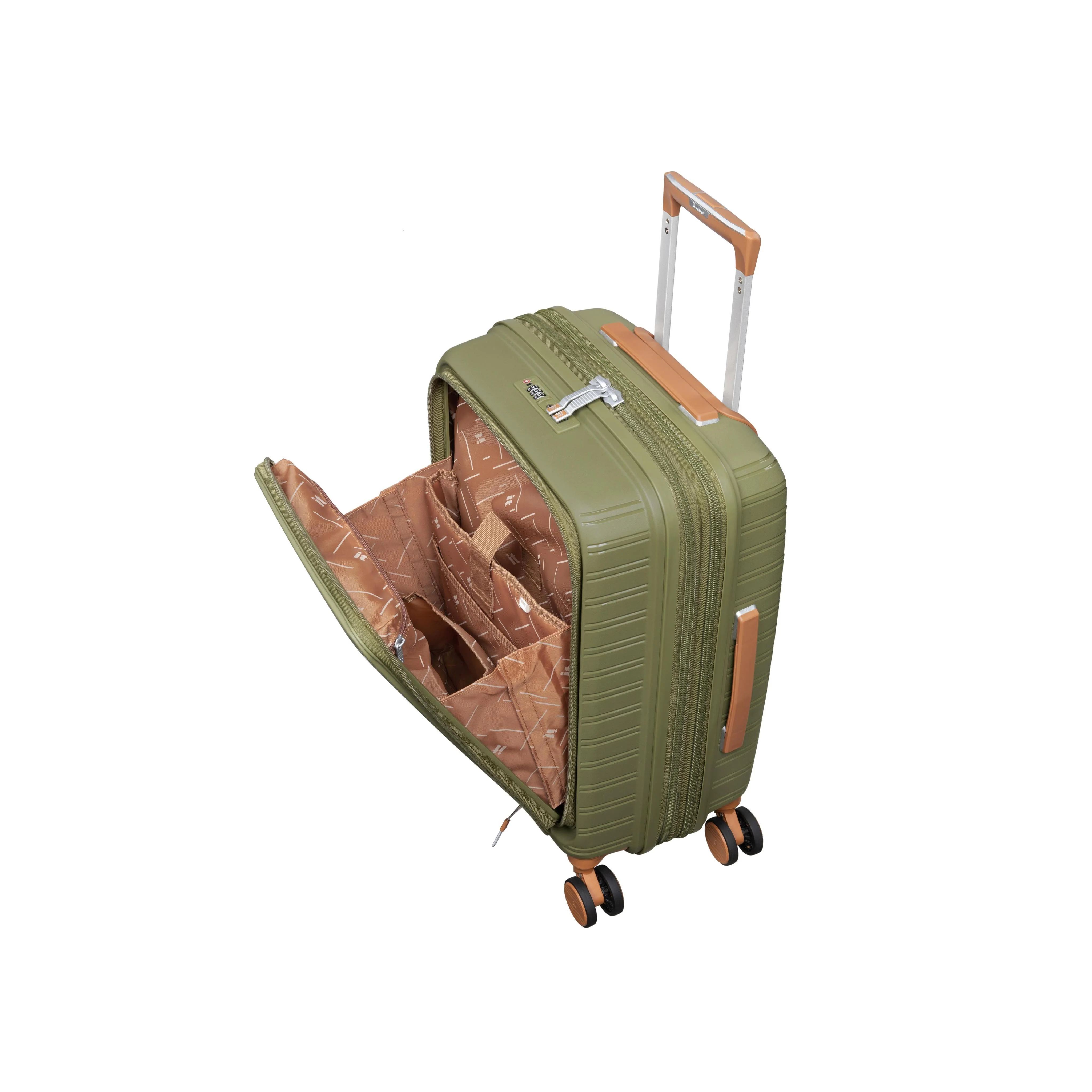 Continuous 4 Piece Hardside Expandable 8 Wheel Spinner Luggage Set with Hard-Pocket Carry-On (Olive Drab) - Image 15