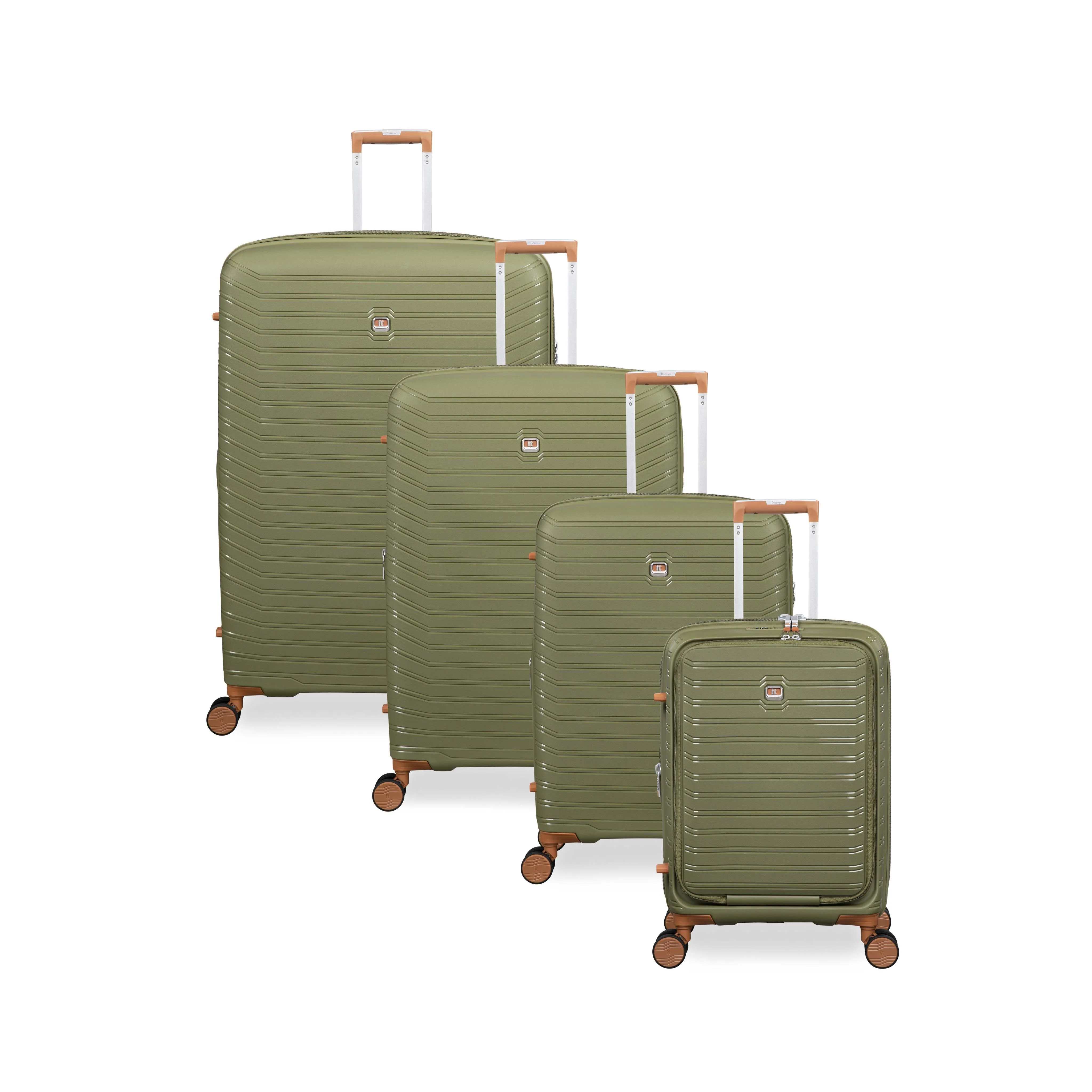 Continuous 4 Piece Hardside Expandable 8 Wheel Spinner Luggage Set with Hard-Pocket Carry-On (Olive Drab) - Image 2