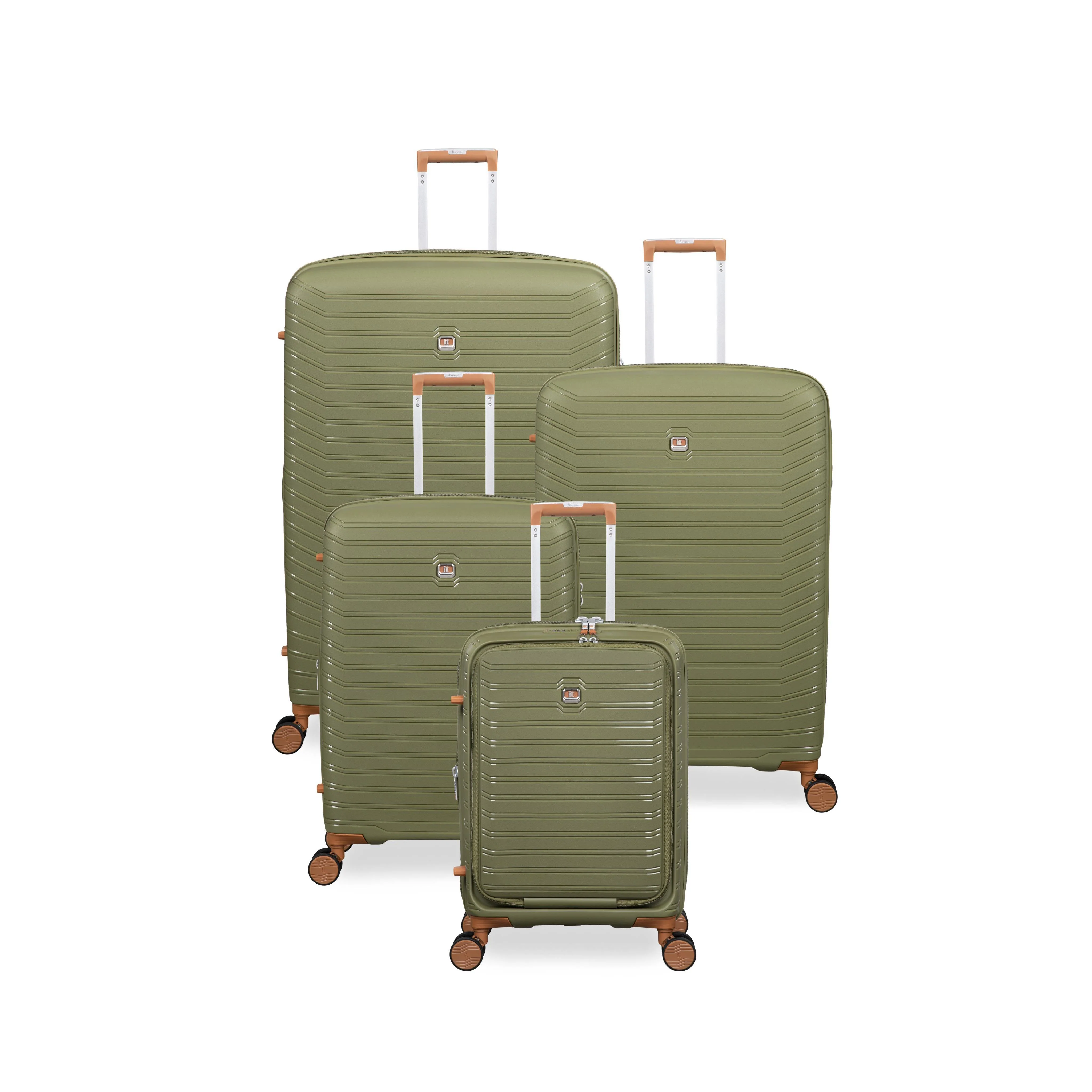 Continuous 4 Piece Hardside Expandable 8 Wheel Spinner Luggage Set with Hard-Pocket Carry-On (Olive Drab) - Image 3