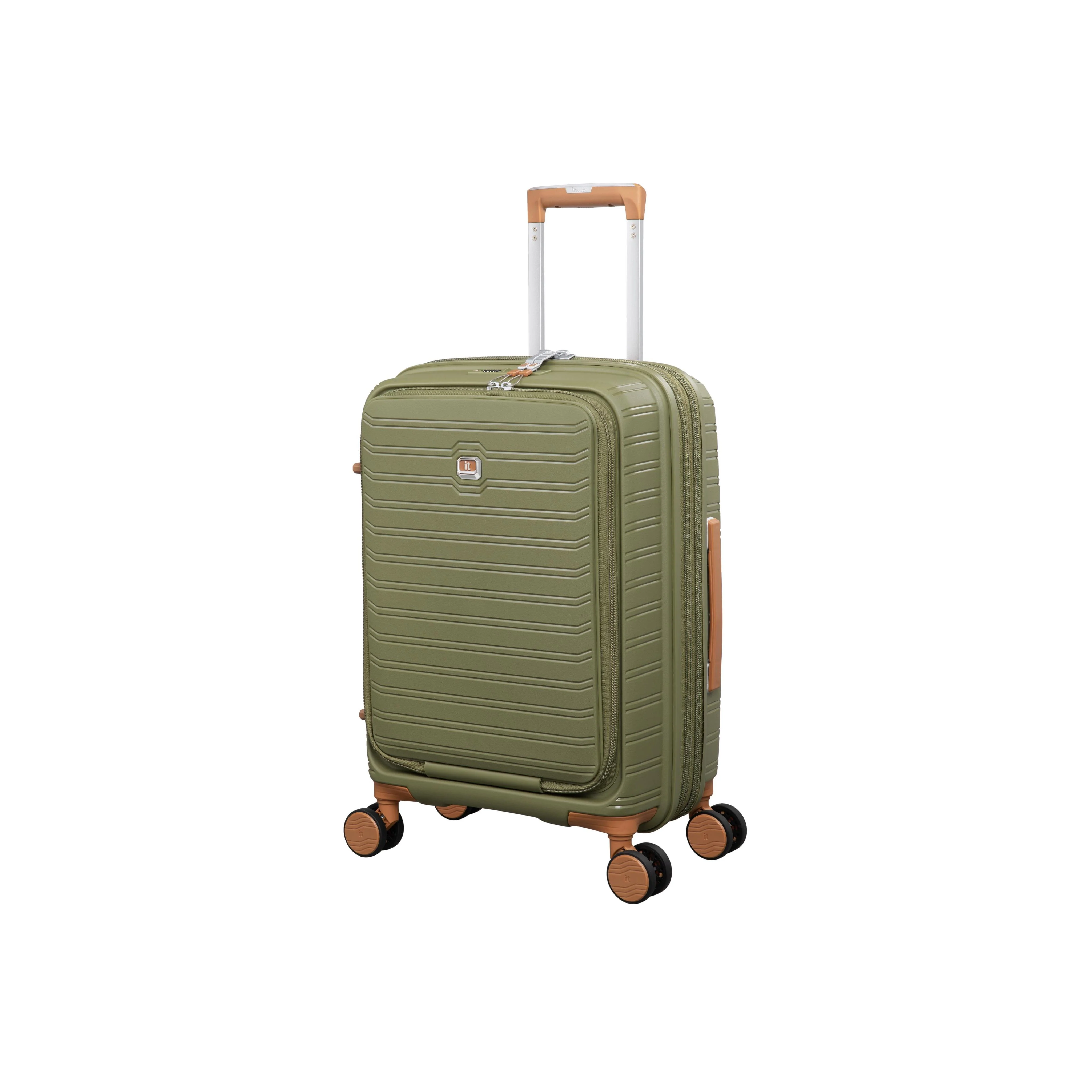 Continuous 4 Piece Hardside Expandable 8 Wheel Spinner Luggage Set with Hard-Pocket Carry-On (Olive Drab) - Image 4