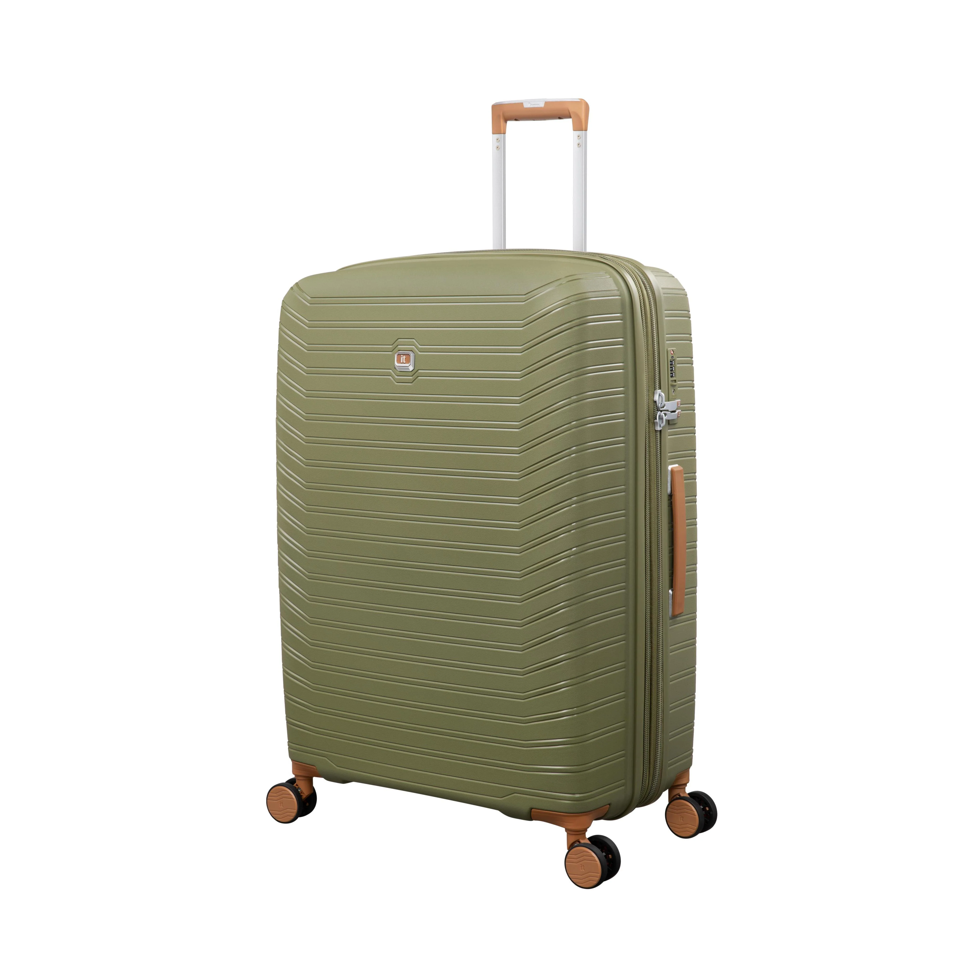 Continuous 4 Piece Hardside Expandable 8 Wheel Spinner Luggage Set with Hard-Pocket Carry-On (Olive Drab) - Image 6