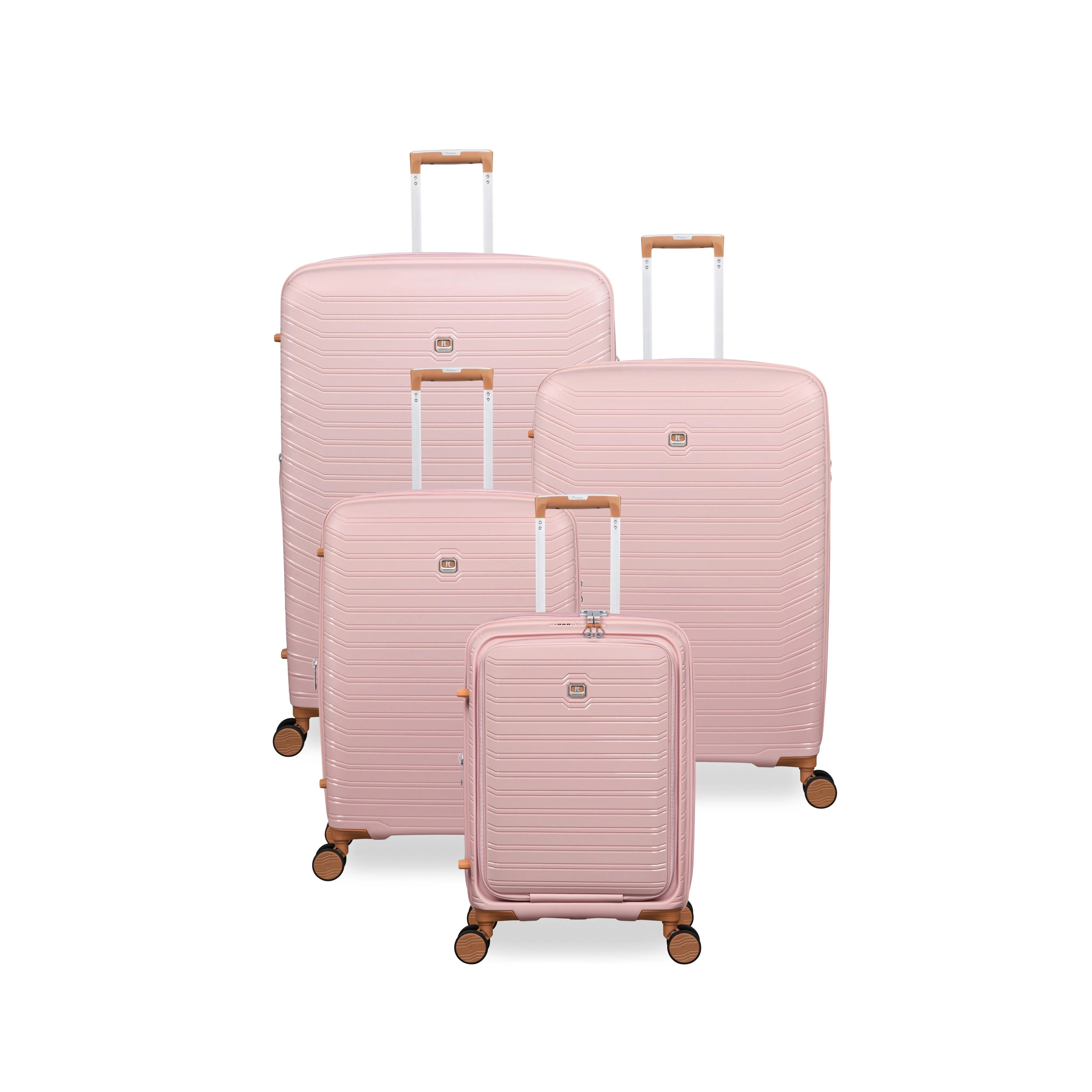 Continuous 4 Piece Hardside Expandable 8 Wheel Spinner Luggage Set with Hard-Pocket Carry-On (Peach Whip) - Image 3