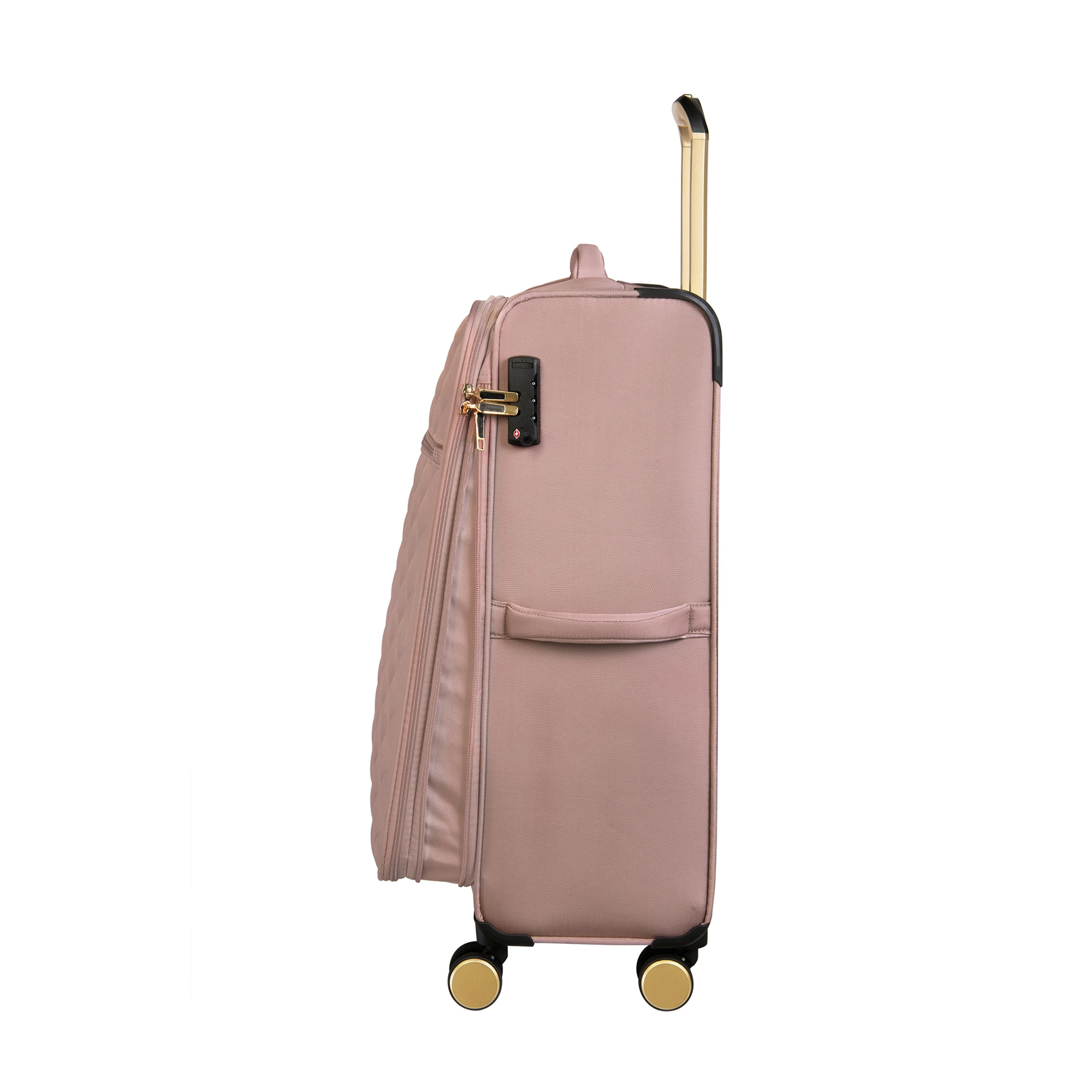 CLOSEOUT - Glimmering 28" Softside Checked 8 Wheel Spinner (Mink Gold) - Image 5