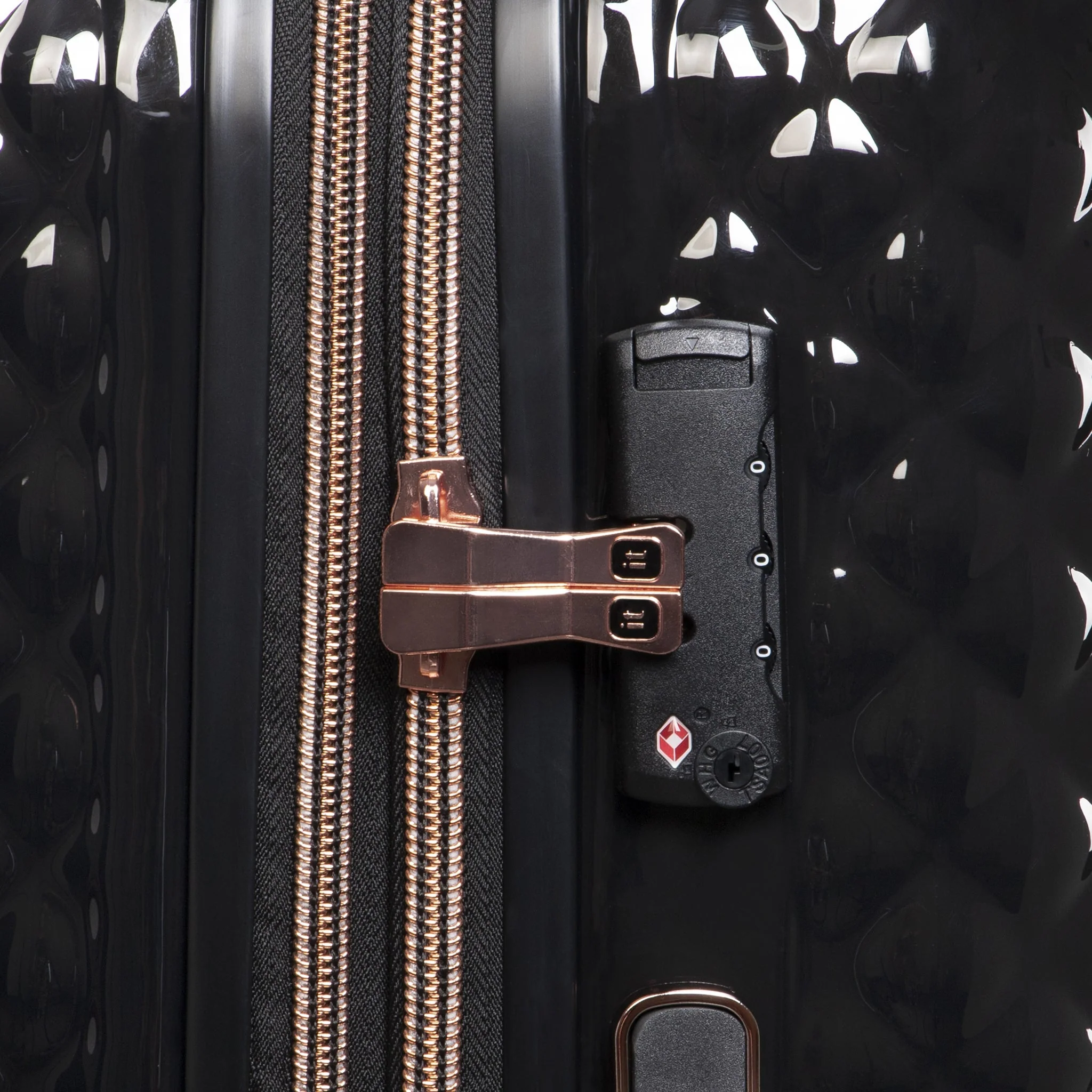 CLOSEOUT - Glitzy 21" Hardside Carry-On 8 Wheel Expandable Spinner (Black) - Image 4
