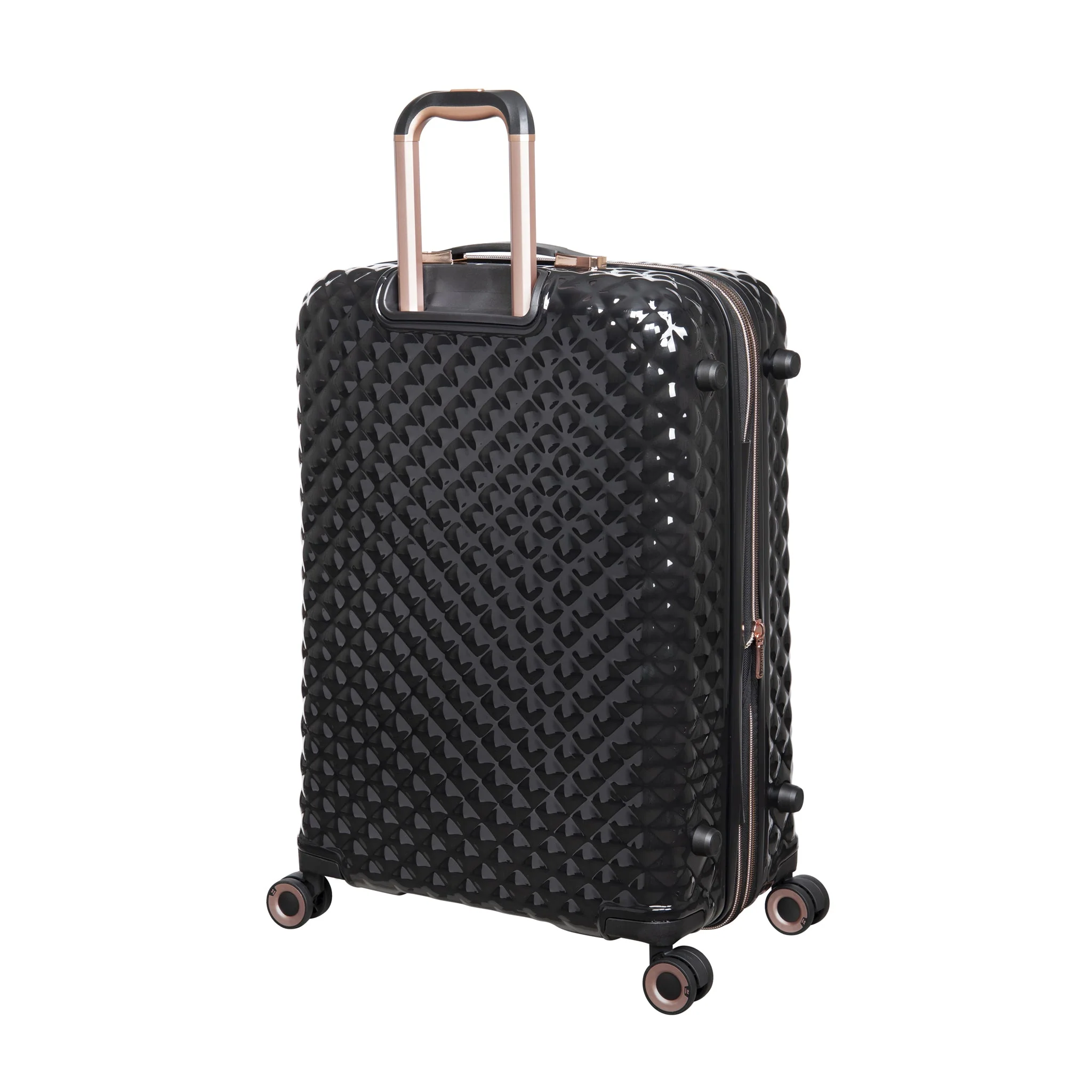 CLOSEOUT - Glitzy 27" Hardside Checked 8 Wheel Expandable Spinner (Black) - Image 4