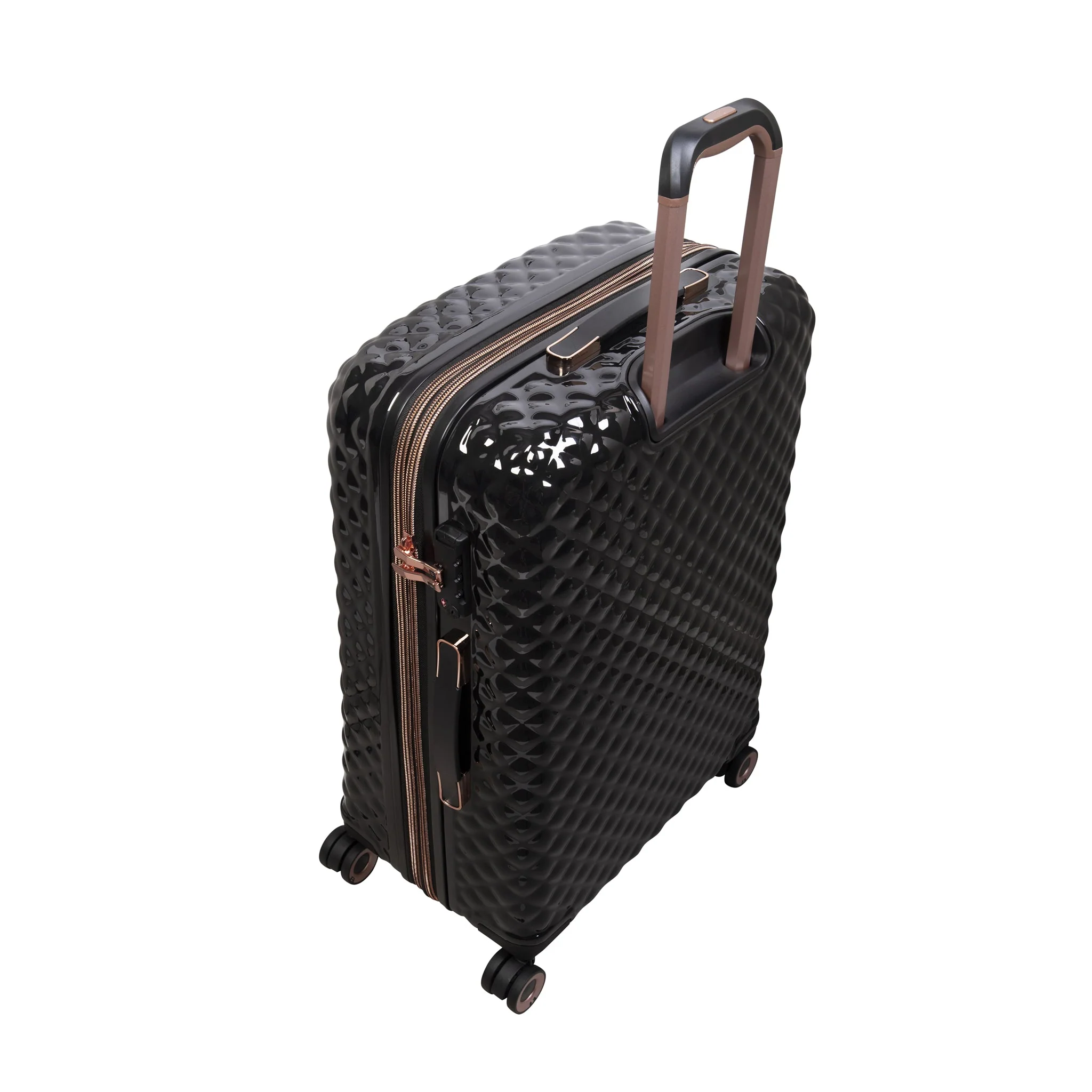 CLOSEOUT - Glitzy 27" Hardside Checked 8 Wheel Expandable Spinner (Black) - Image 5