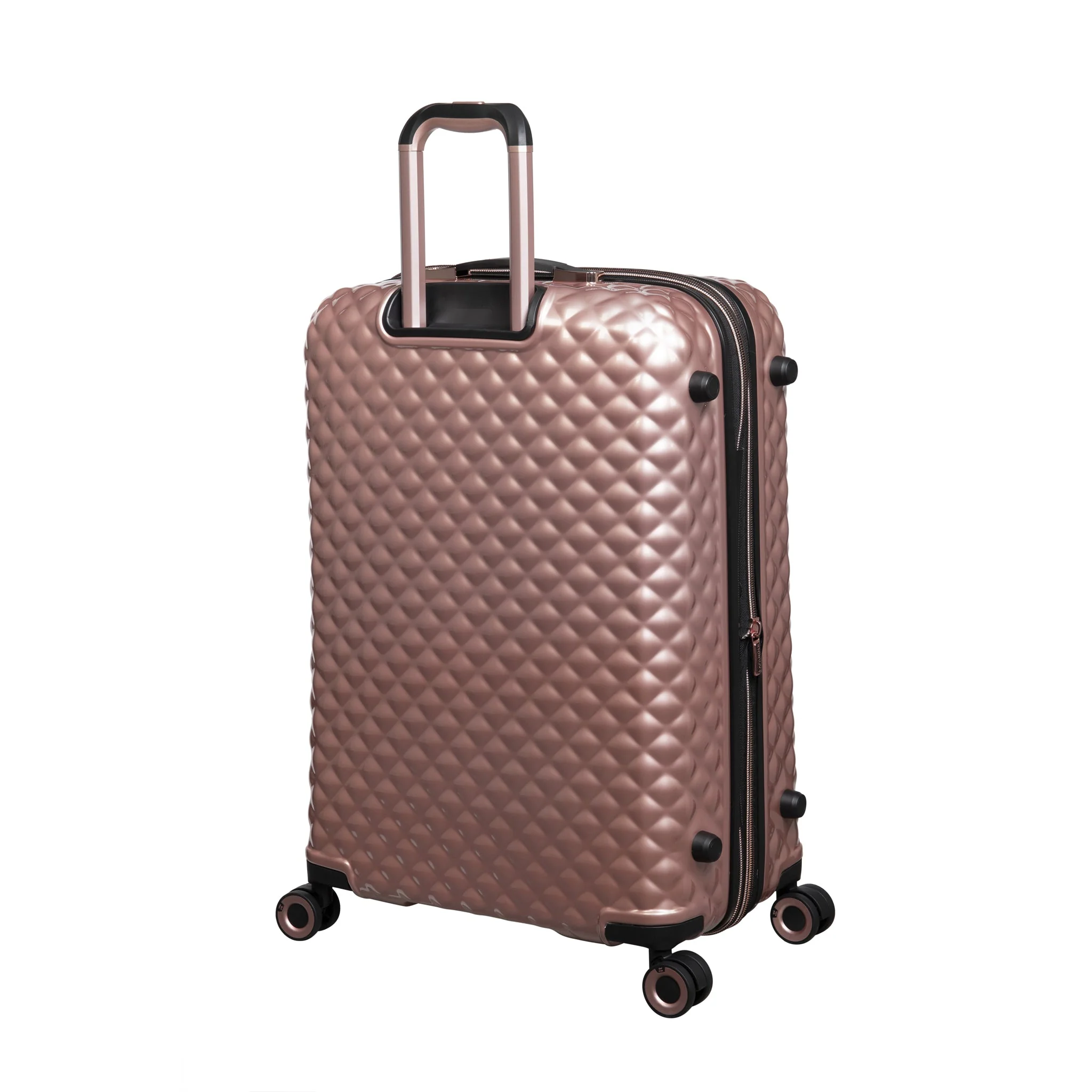CLOSEOUT - Glitzy 27" Hardside Checked 8 Wheel Expandable Spinner (Metallic Rose Gold) - Image 4