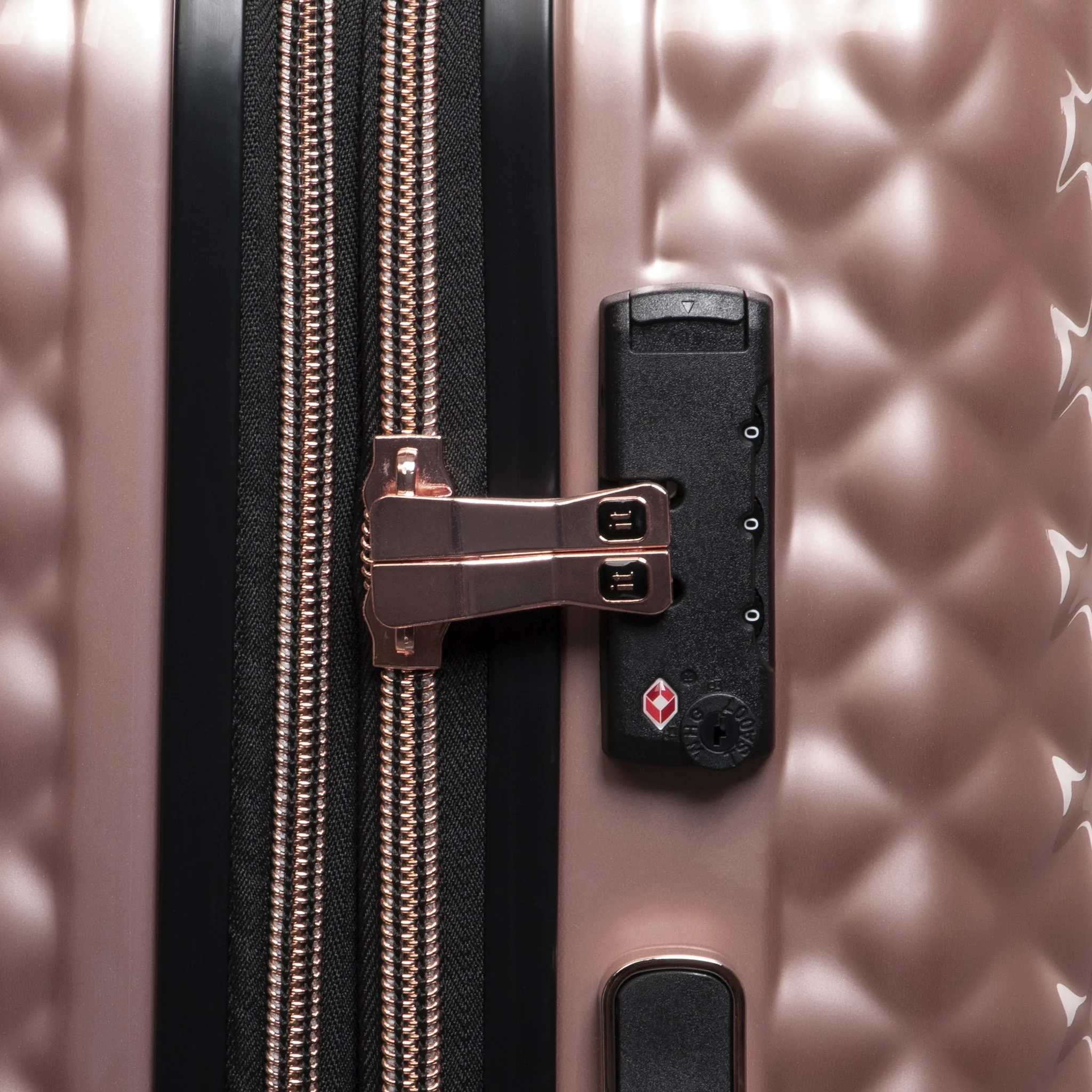CLOSEOUT - Glitzy 27" Hardside Checked 8 Wheel Expandable Spinner (Metallic Rose Gold) - Image 6